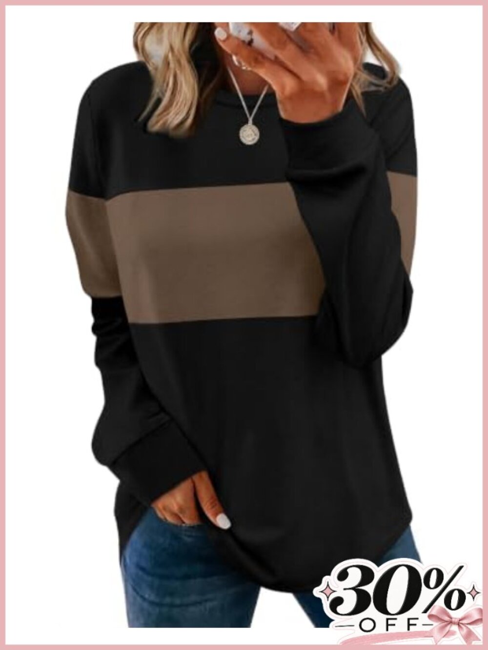 WIHOLL Women's Long Sleeve Tunic Sweatshirt Loose Fit Crewneck Pullover